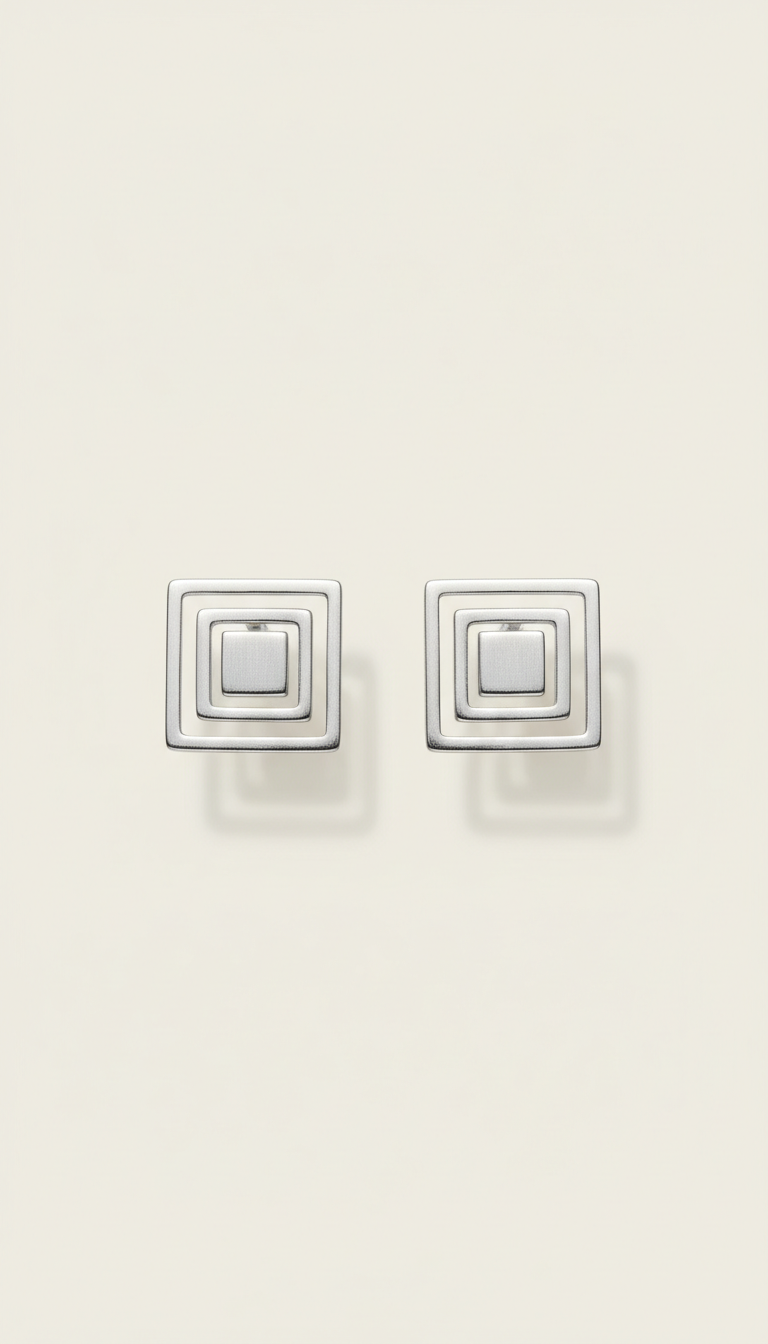 Sterling Silver Geometric Stud Earrings